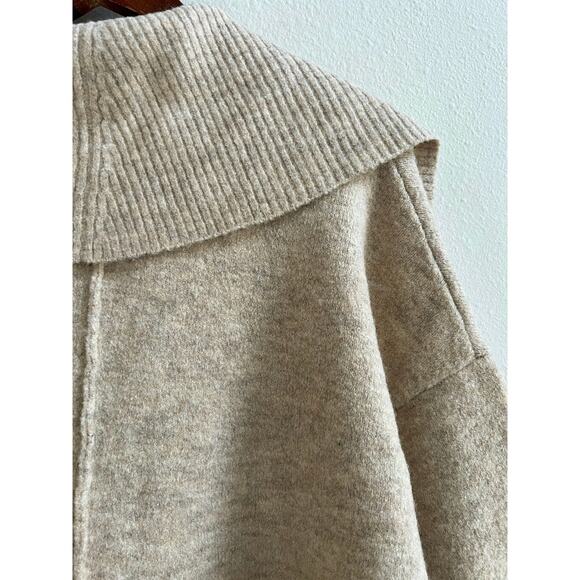 Robbi & Nikki Wool Blend Tan Cropped Toggle Sweater Jacket Balloon Sleeves XS - Picture 10 of 11